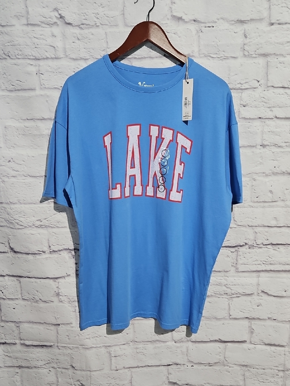 Natural Reflections Sky Blue Short Sleeve Tee with 'LAKE' Graphic